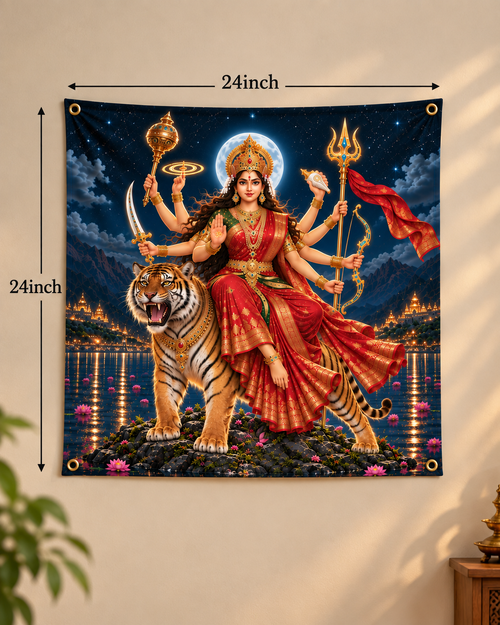 Devi in Night River Tapestry