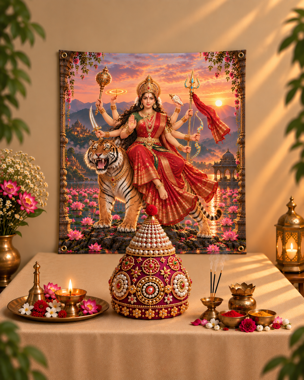 Devi Blooming Lotus Tapestry