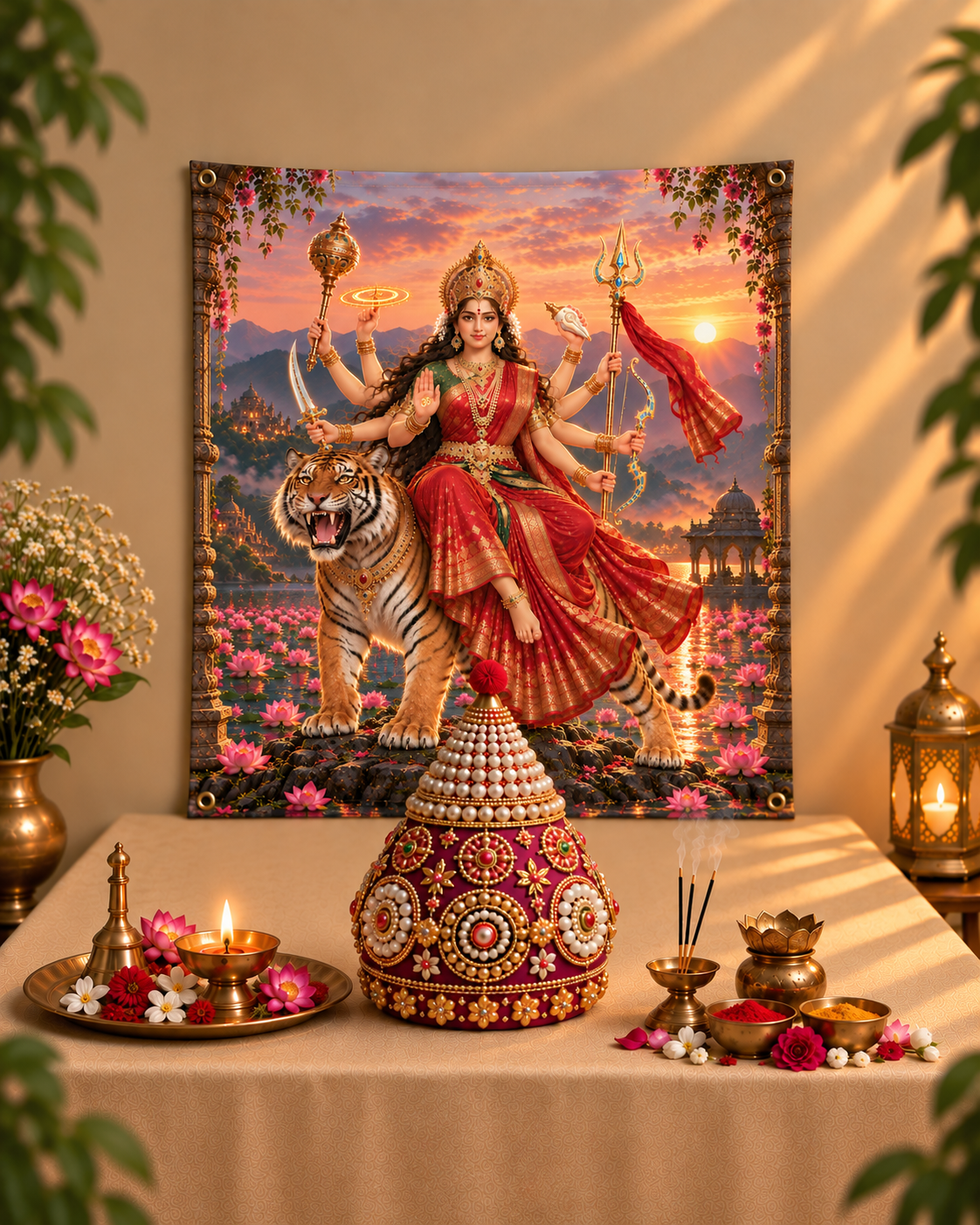 Devi Blooming Lotus Tapestry