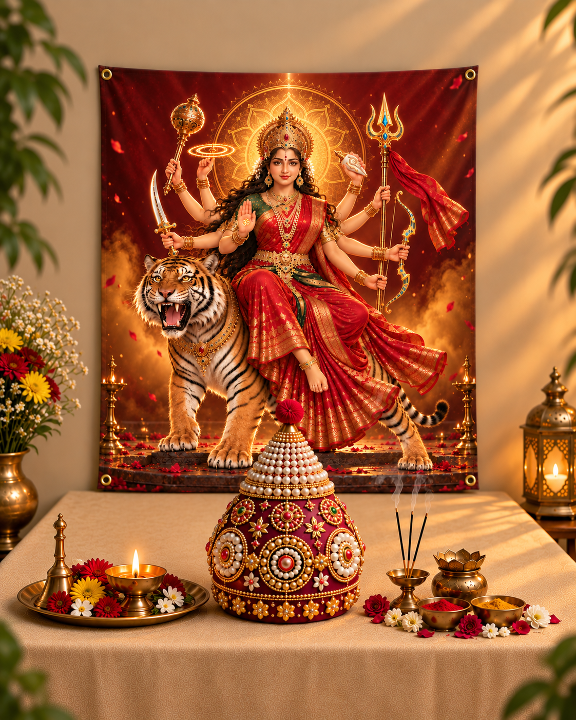 Devi in Swarg Tapestry