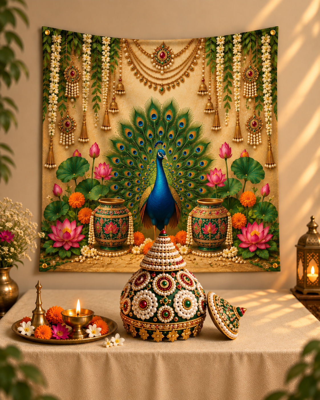 Peacock Full Bloom Tapestry