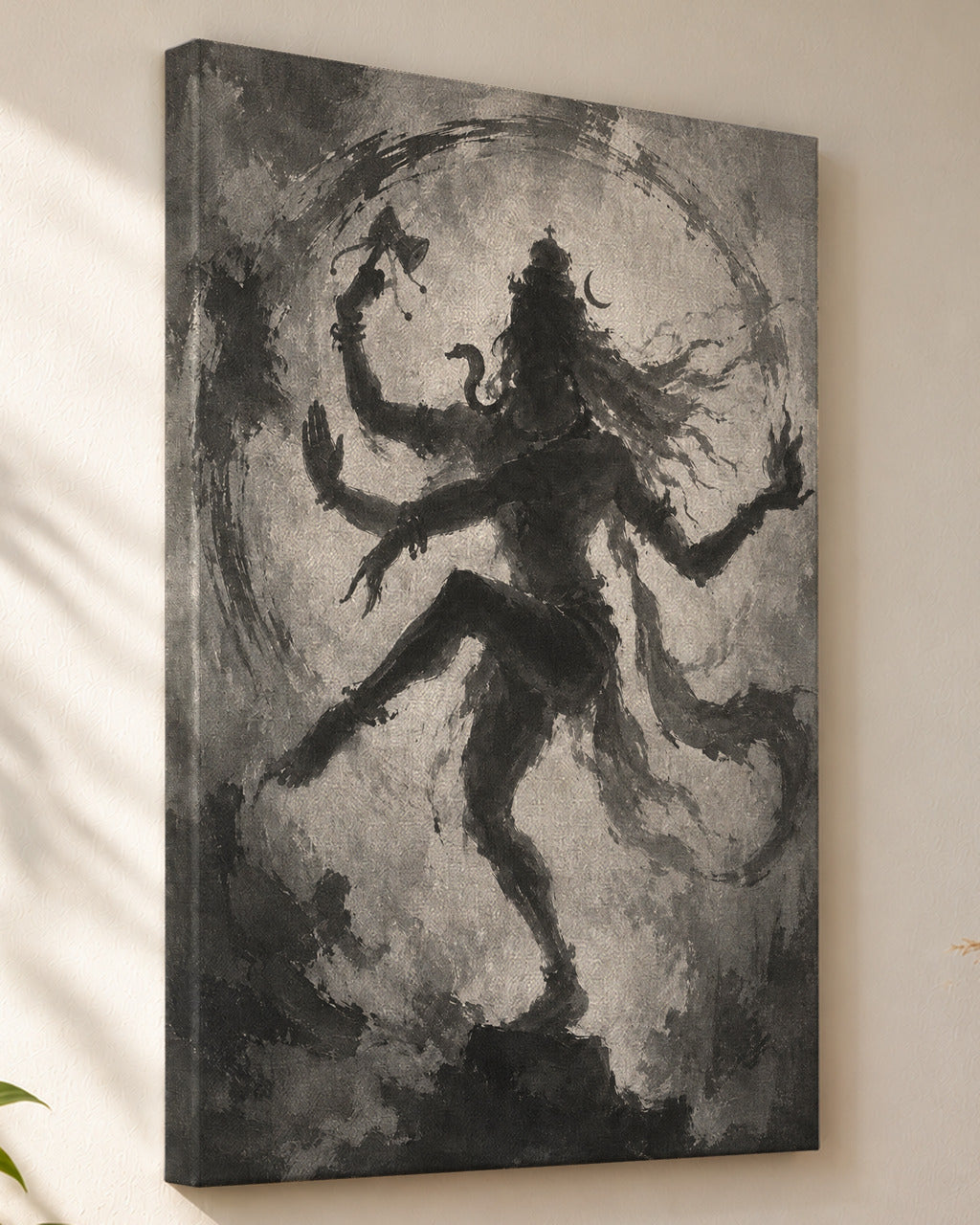 Cosmic Dance Nataraja canvas, close view of the gallery-wrapped side