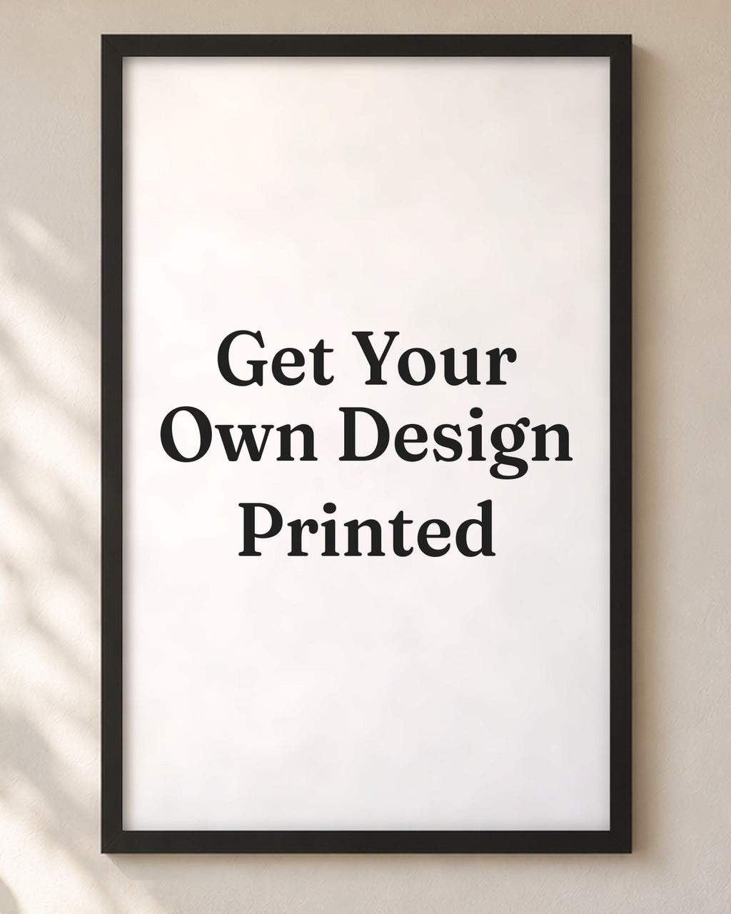 Custom design poster in a black frame, close-up