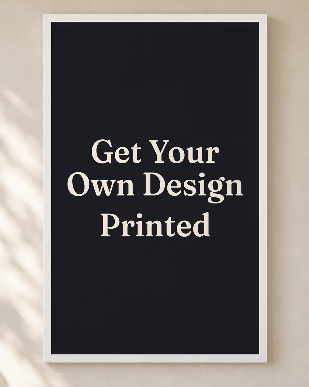 Custom design poster in a white frame, close-up