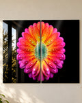 Dewdrop Gerbera Bloom set of 2 acrylic wall art, close-up of both panels