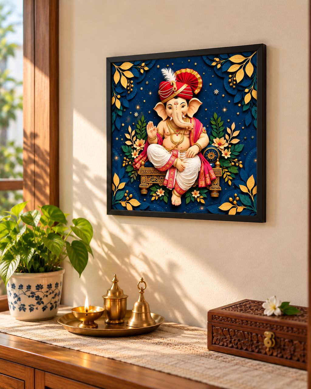 Ganesh poster in a black frame