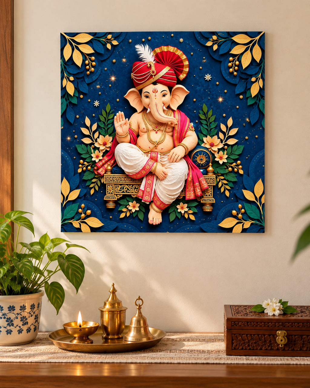 Ganesh wall art poster, front view