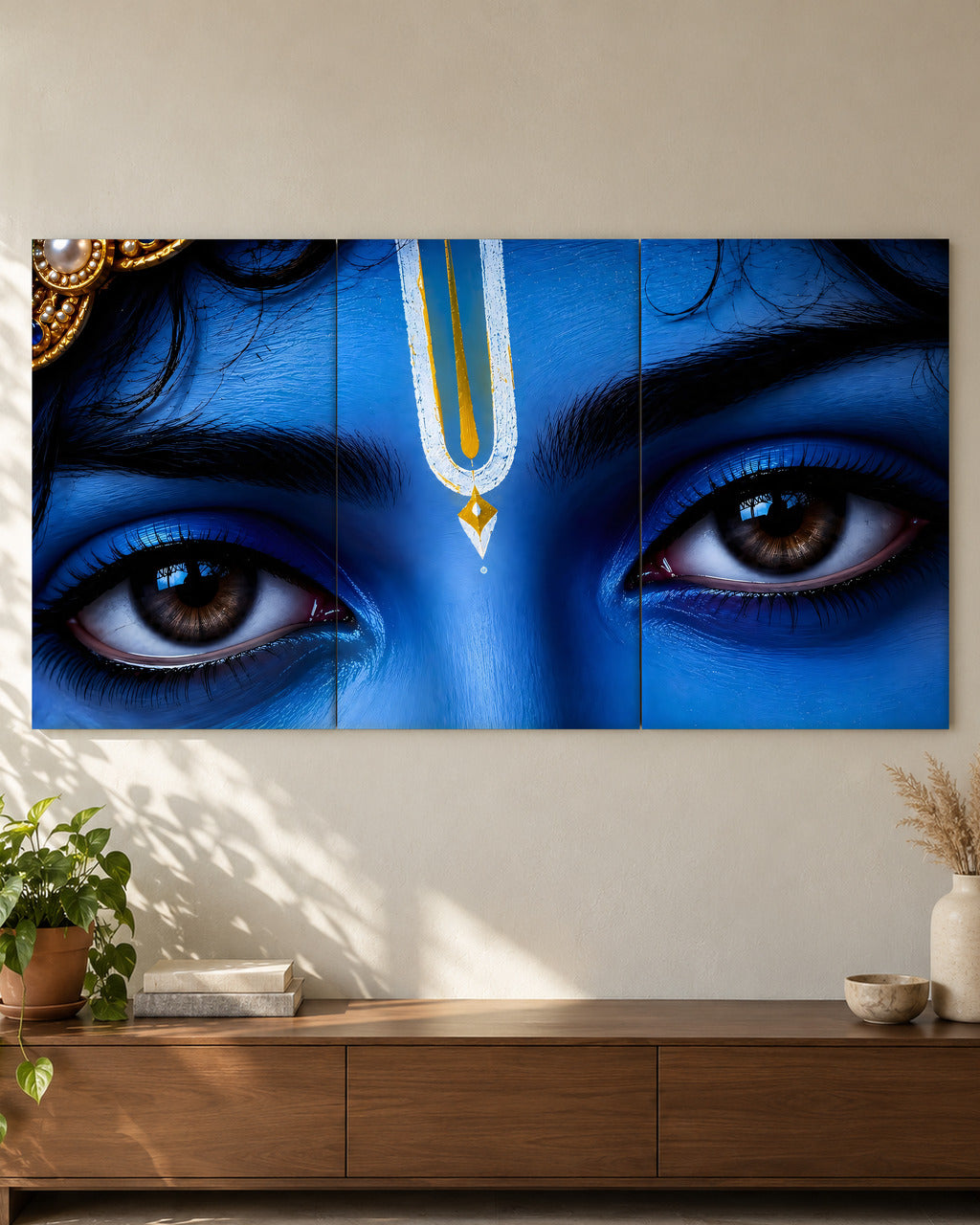 Krishna Gaze set of 3, unframed posters, close-up of all three panels