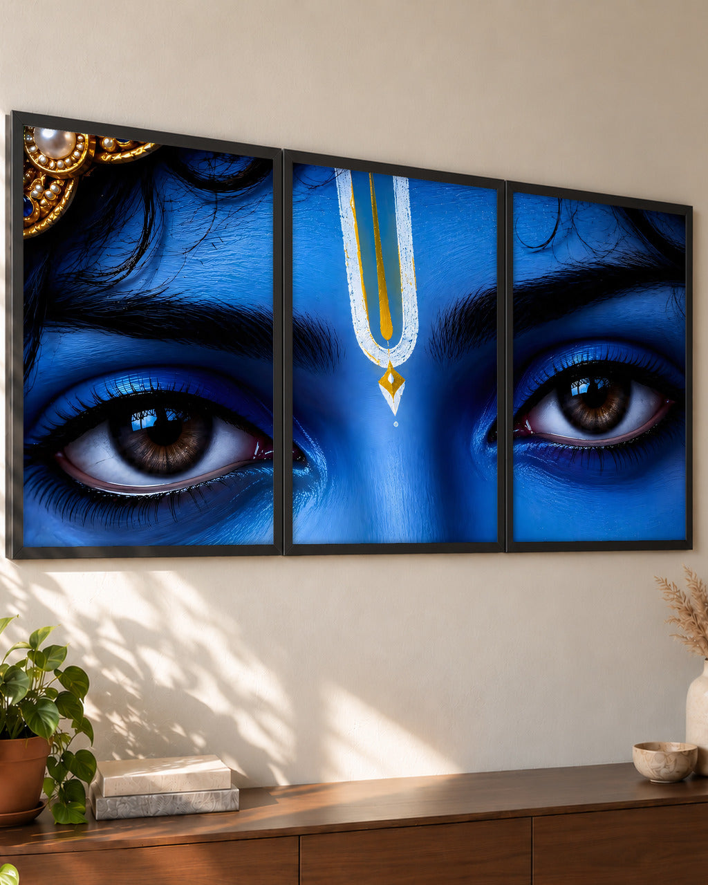 Krishna Gaze set of 3, black frames, close-up from the side