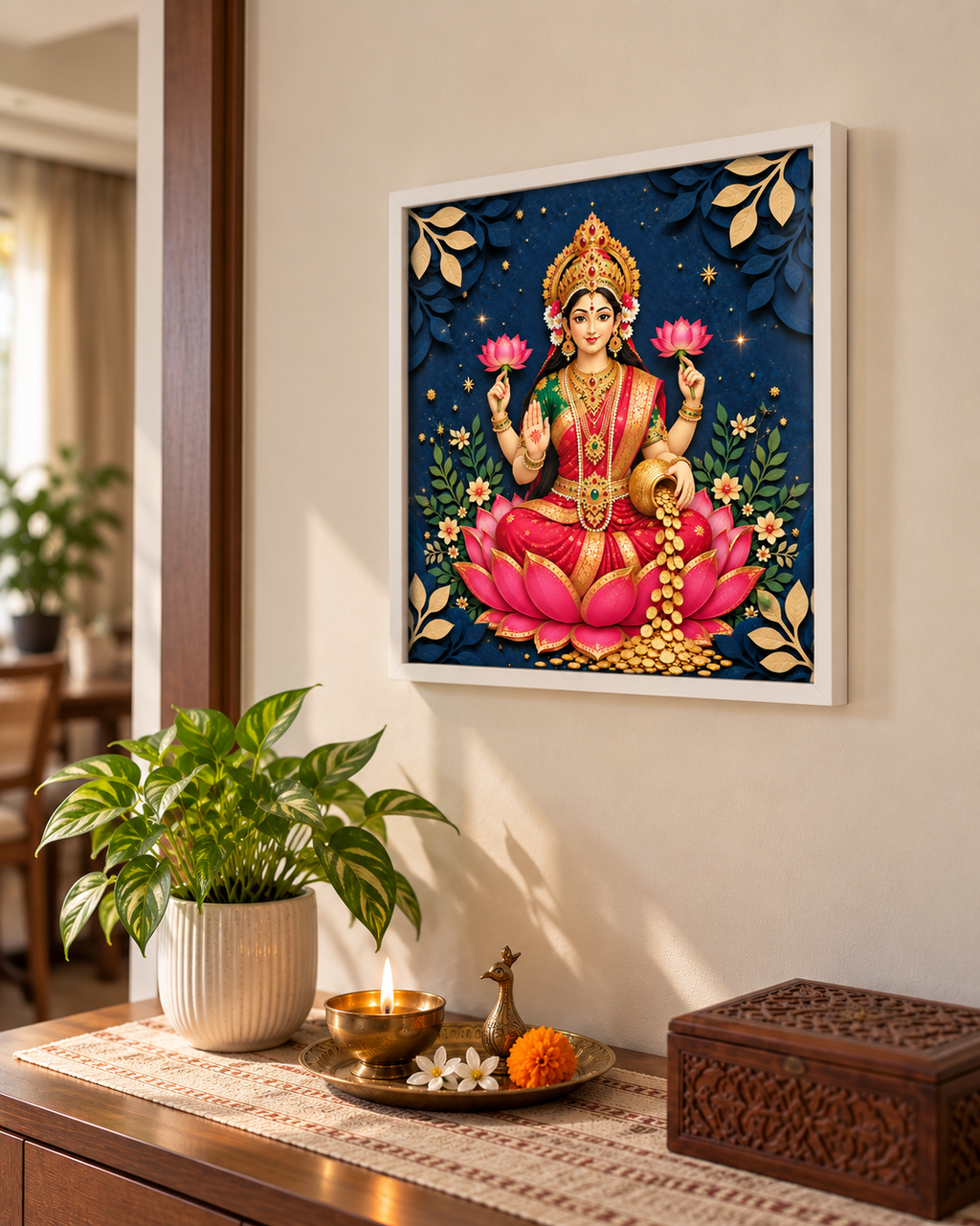 Laxmi poster in a white frame