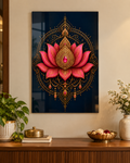 Ornate pink lotus mandala acrylic wall art