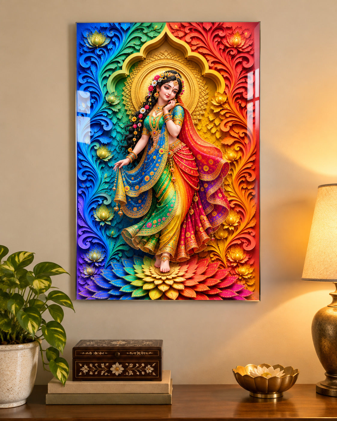 Rainbow Radha acrylic wall art