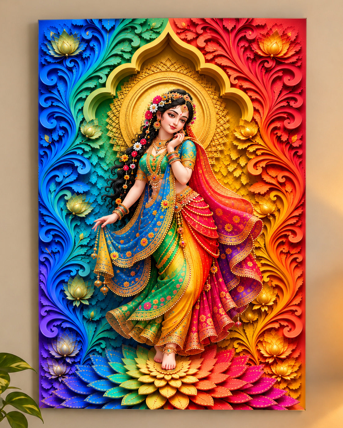 Close-up of Rainbow Radha unframed poster