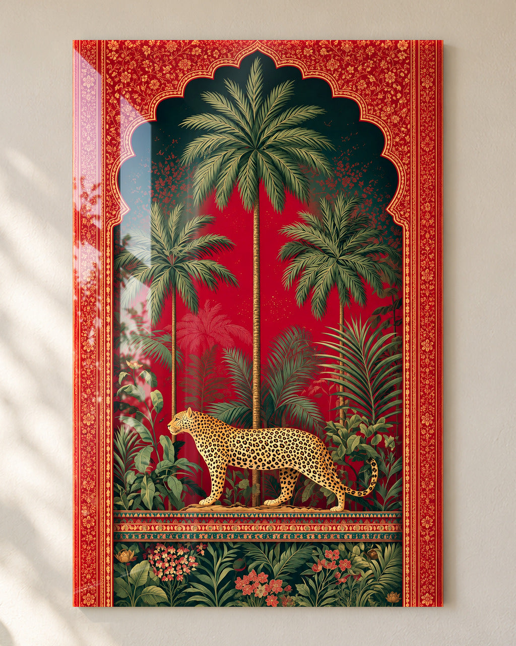 Royal Jungle Leopard metal wall art, close-up