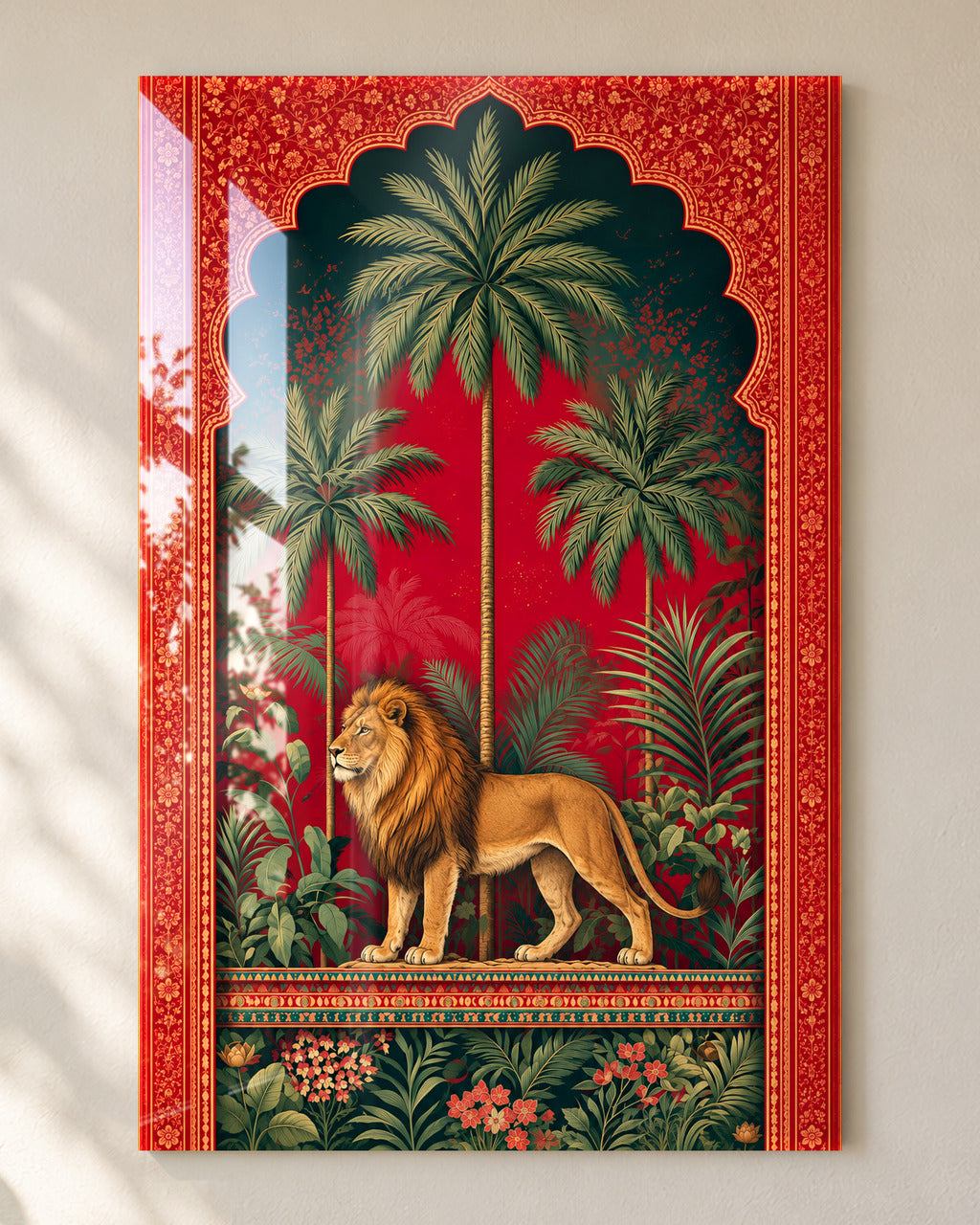 Royal Jungle Lion acrylic wall art, close-up