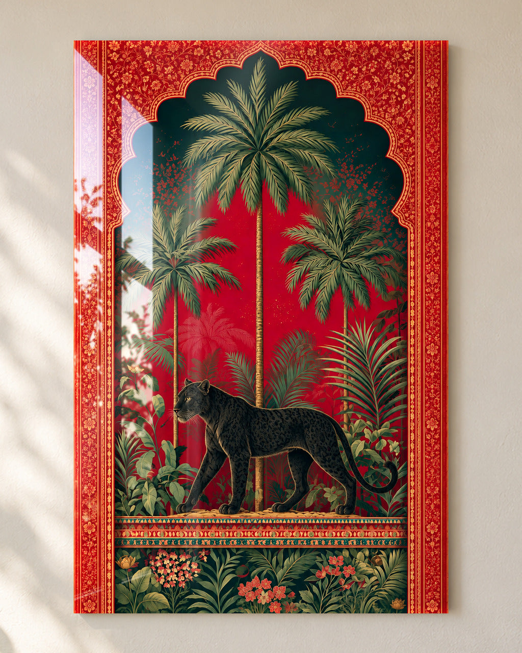 Royal Jungle Panther acrylic wall art, close-up