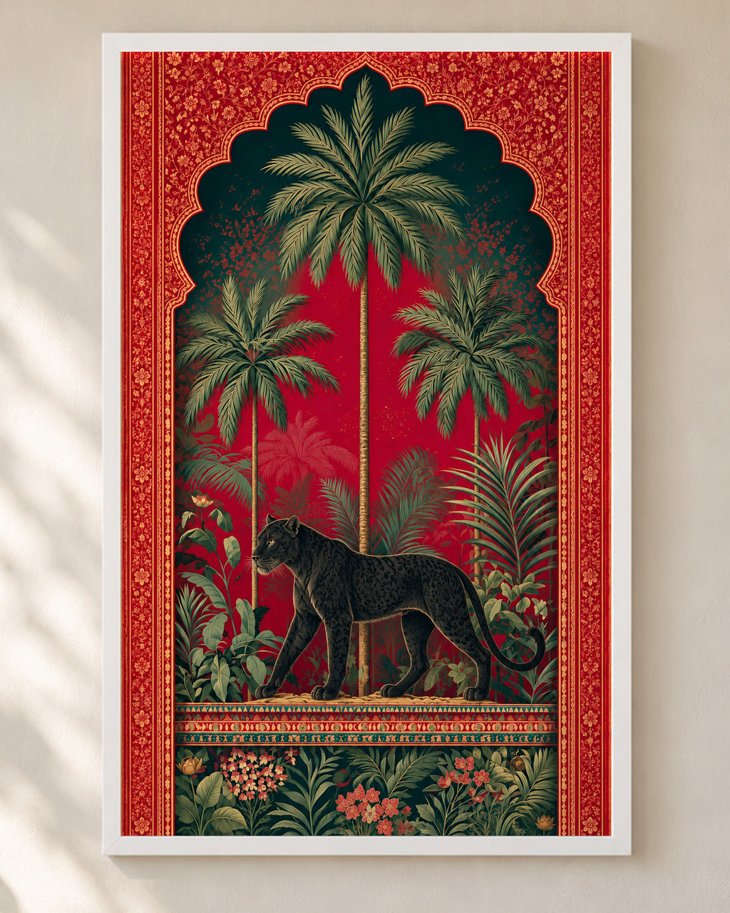Royal Jungle Panther poster in a white frame, close-up
