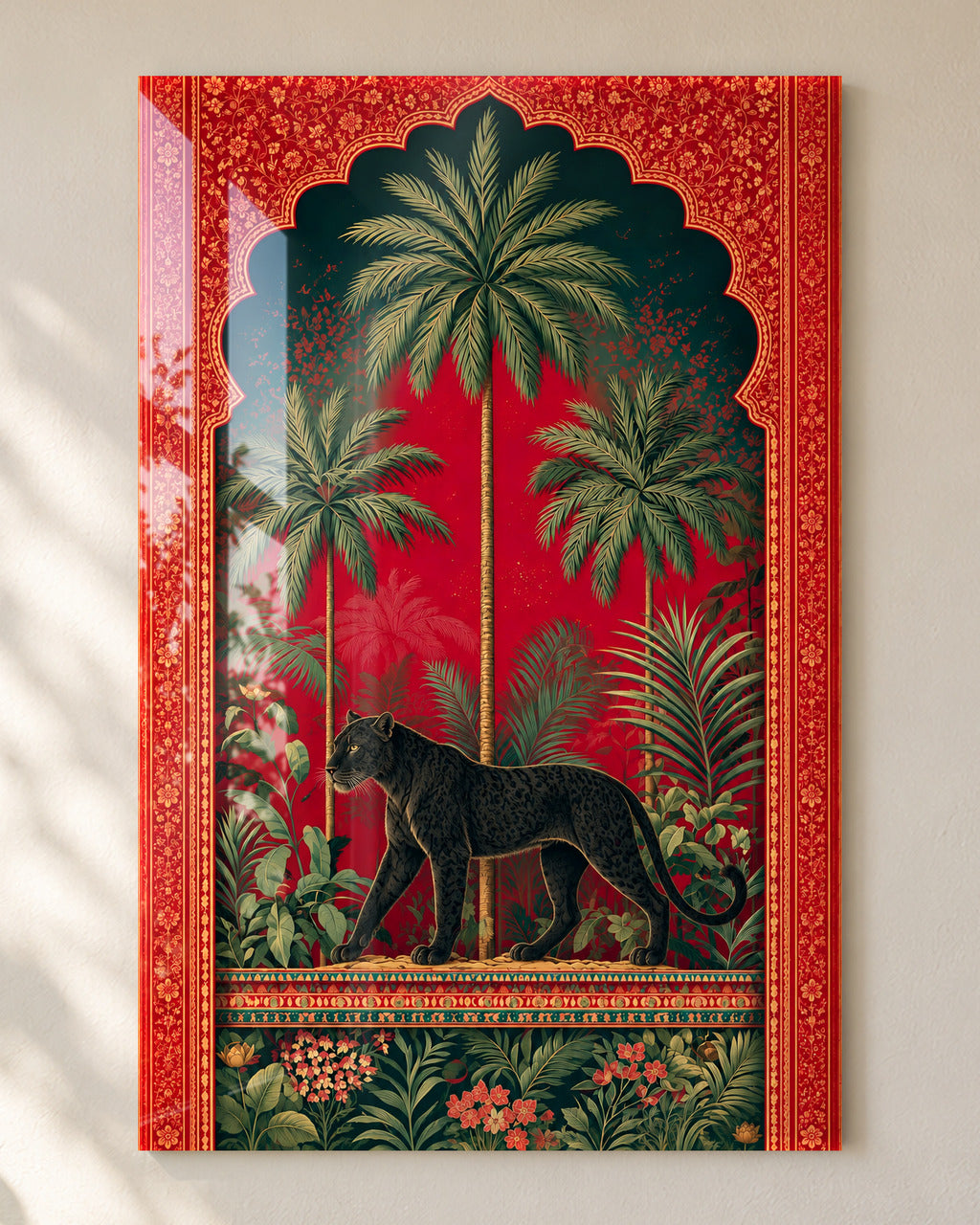 Royal Jungle Panther metal wall art, close-up