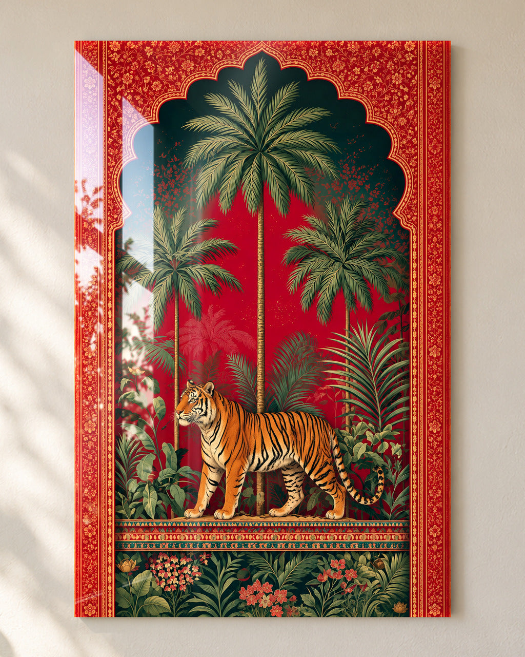 Royal Jungle Tiger acrylic wall art, close-up