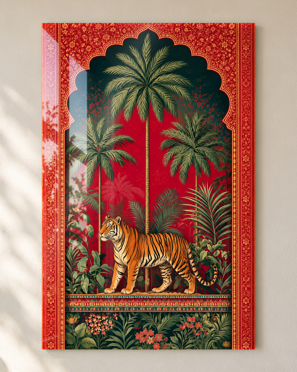 Royal Jungle Tiger metal wall art, close-up