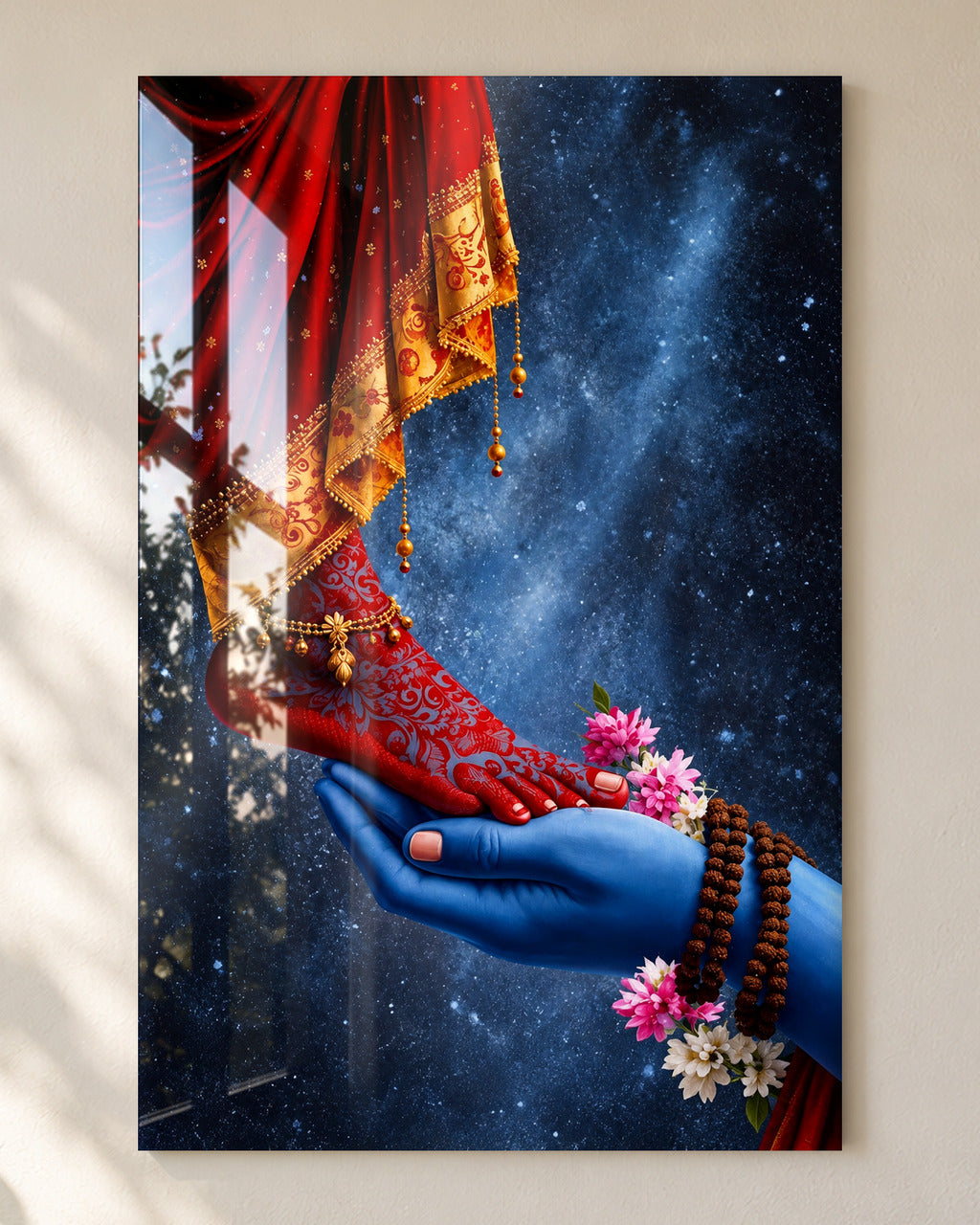 Shiv Parvati Divine Union acrylic wall art, close-up