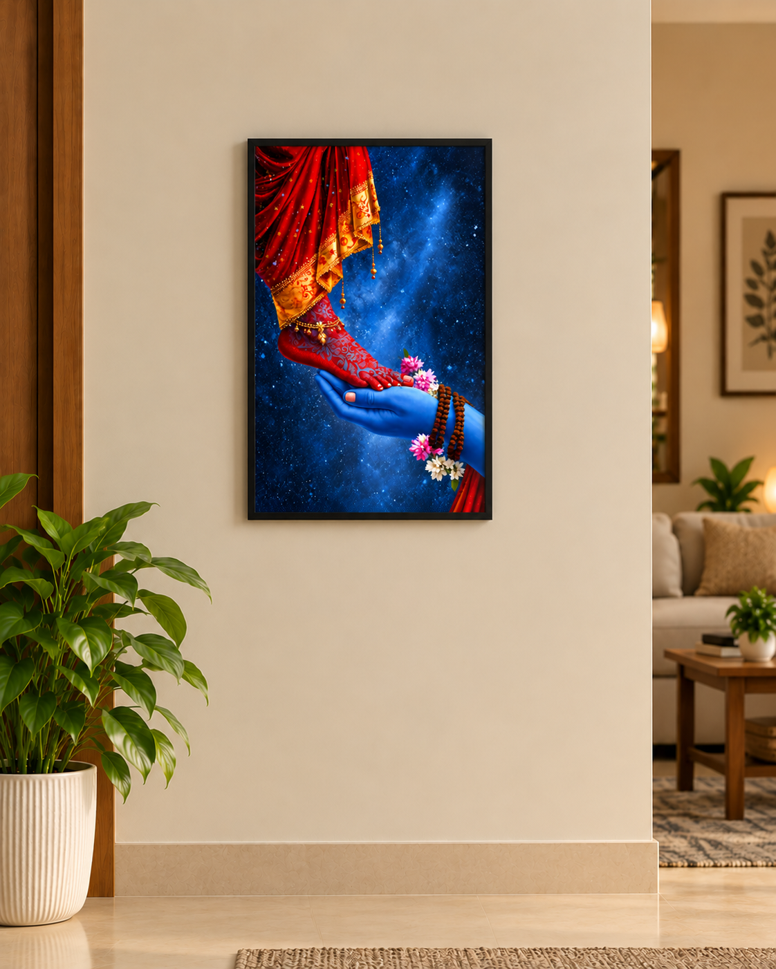 Shiv Parvati Divine Union poster in a black frame