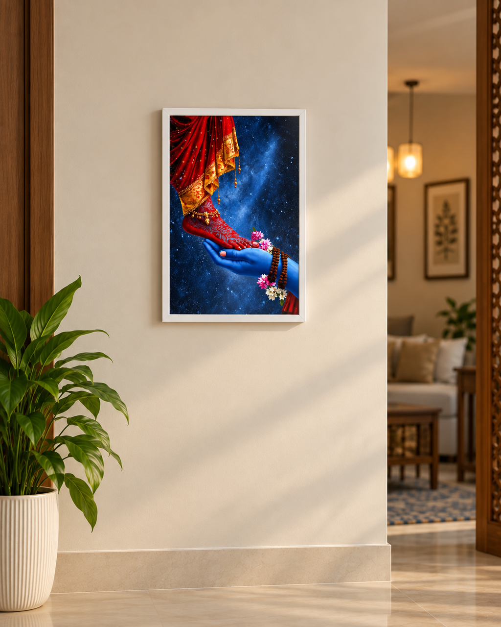 Shiv Parvati Divine Union poster in a white frame