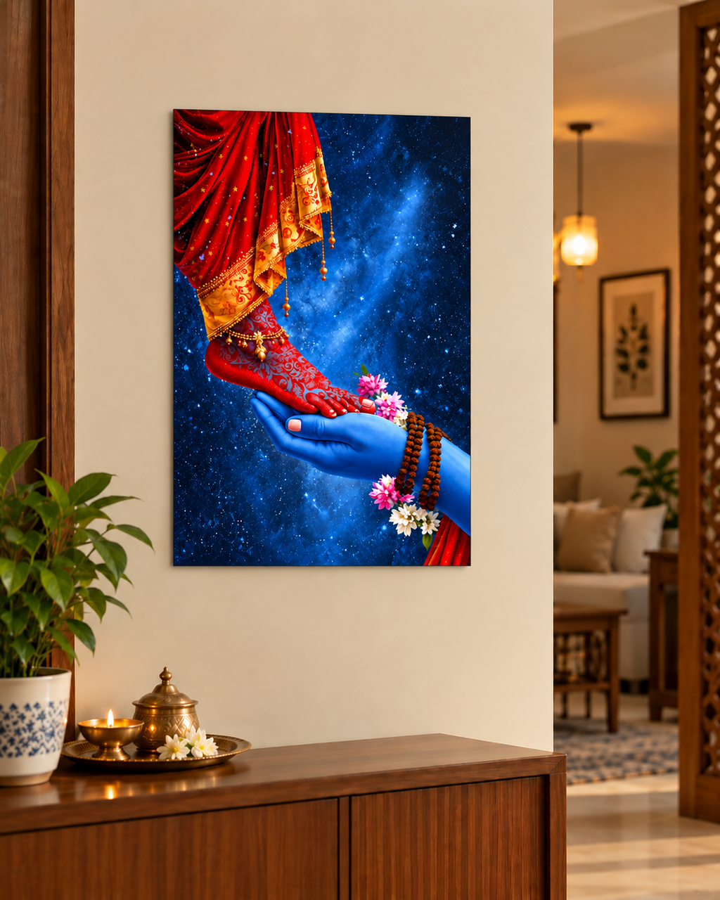 Shiv Parvati Divine Union unframed poster on a wall