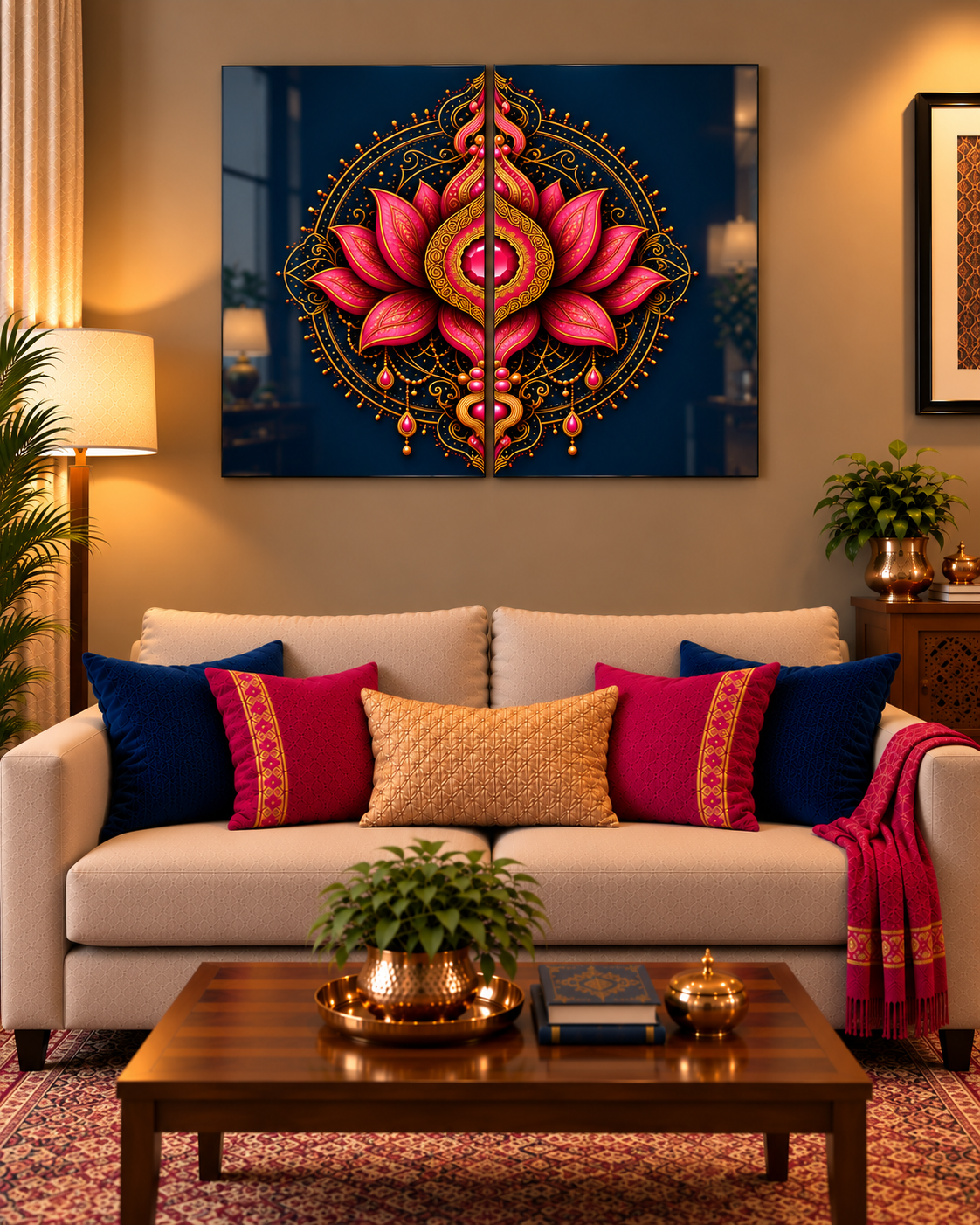 Split Lotus Mandala set of 2 acrylic wall art