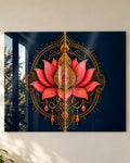 Split Lotus Mandala set of 2 acrylic wall art, close-up of both panels