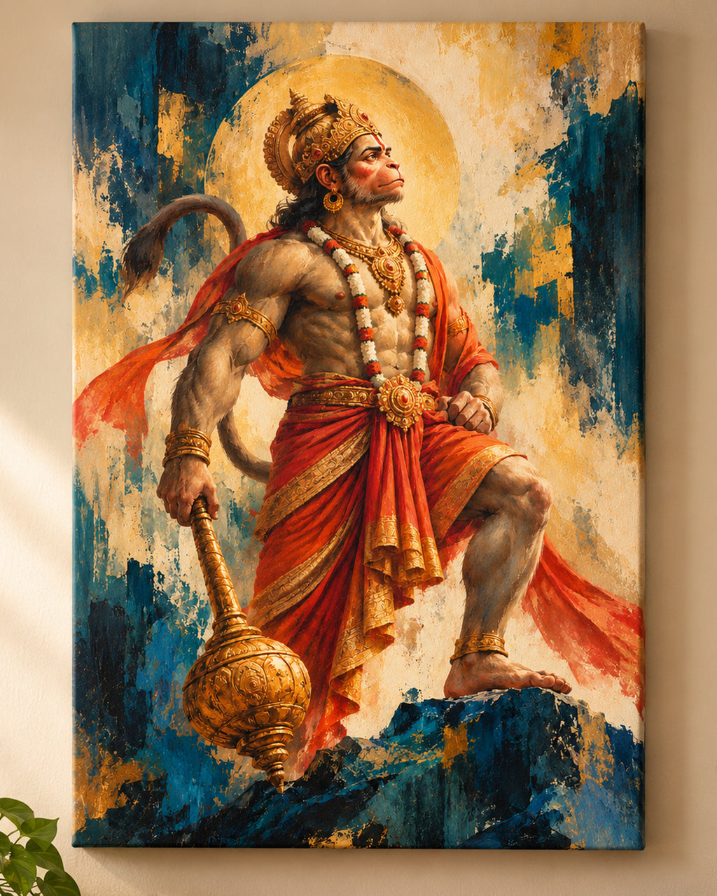 Close-up of Veer Hanuman canvas wall art